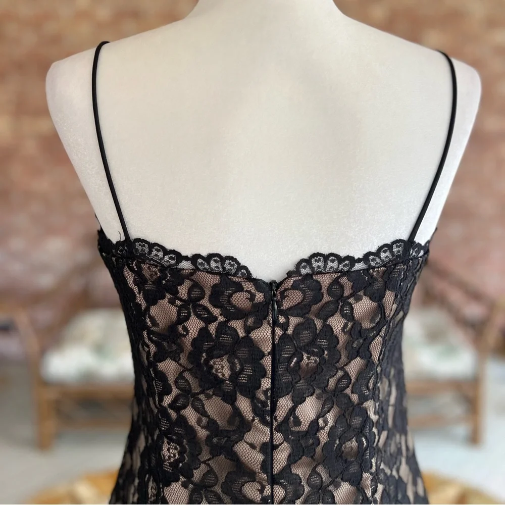 Arianna by Rachel Kaye Black Lace Nude Illusion Evening Maxi Dress 6 Cocktail - Picture 10 of 17